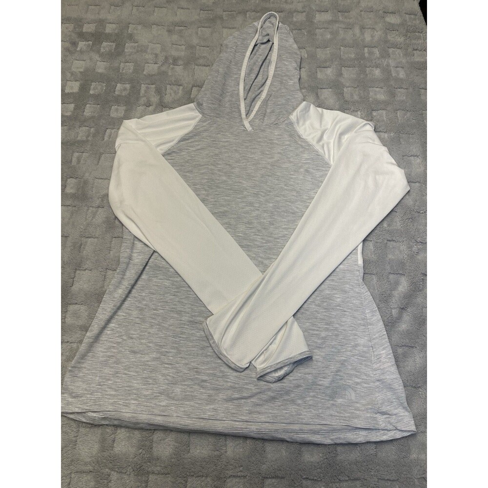 The North Face Women's Light Gray and White Hooded Pullover